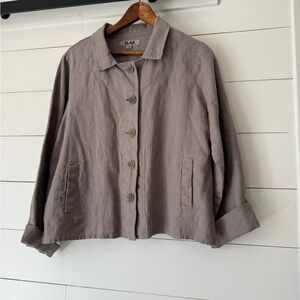 FLAX Latte Tourista Women’s 100% Linen Button Front Jacket Size Small